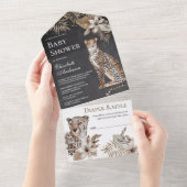 シャルボードボホワイルドサファリヒョウ赤ちゃんシャワー オールインワン招待状 (貼ってはがせる)