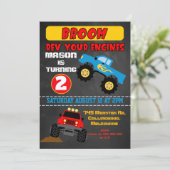 シャルボードボーイズのモンスタートラックの誕生日の招待 招待状 (スタンド正面)