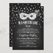 シャルボードマスカレードボール誕生日パーティー 招待状 (正面/裏面)