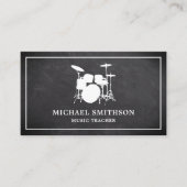 シャルボードミュージック先生ホワイトドラムキットドラマー 名刺 (正面)