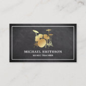 シャルボードミュージック先生金ゴールドドラムキットドラマー 名刺 (正面)