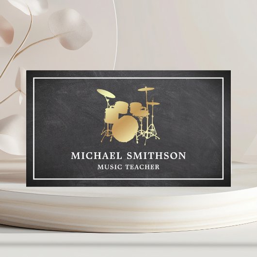 シャルボードミュージック先生金ゴールドドラムキットドラマー 名刺