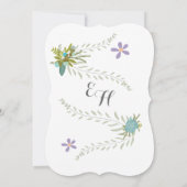 シャルボードミント薄紫アクアフローラガーランド結婚ズ 招待状 (裏面)