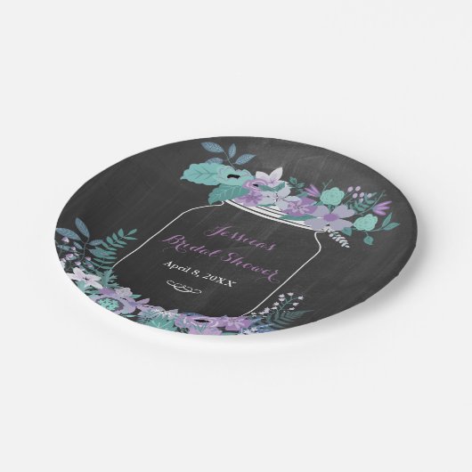 シャルボードメイスンジャパープルフローラブライダルシャワー ペーパープレート (アングル)