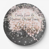 シャルボードメイソンジャールピンクハートリーフホタル ペーパープレート (正面)