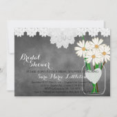 シャルボードメイソンジャール – ホワイトデイジーブライダルシャワー 招待状 (正面)
