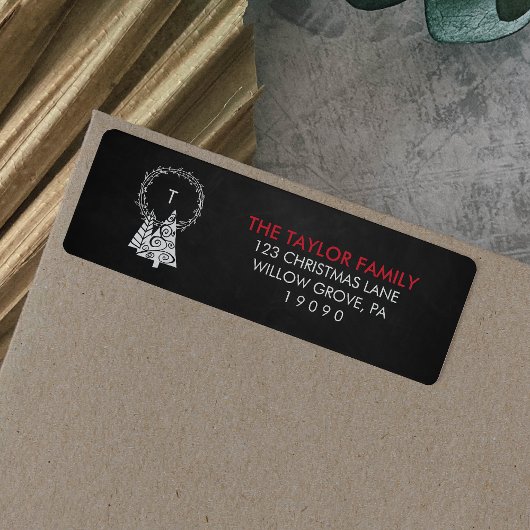 シャルボードモノグラムリースクリスマス ラベル