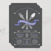 シャルボードリハーサルディナーパープルリボン 招待状 (正面/裏面)