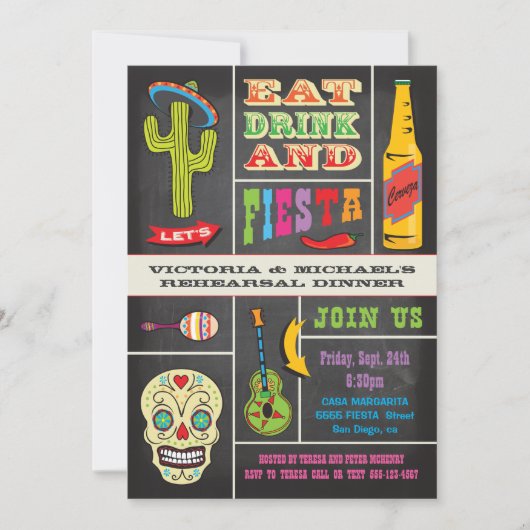 シャルボードリハーサルディナーメキシコフィエスタ 招待状 (正面)