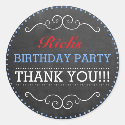 シャルボードルックヴィンテージタイポグラフィ誕生日パーティー ラウンドシール (正面)