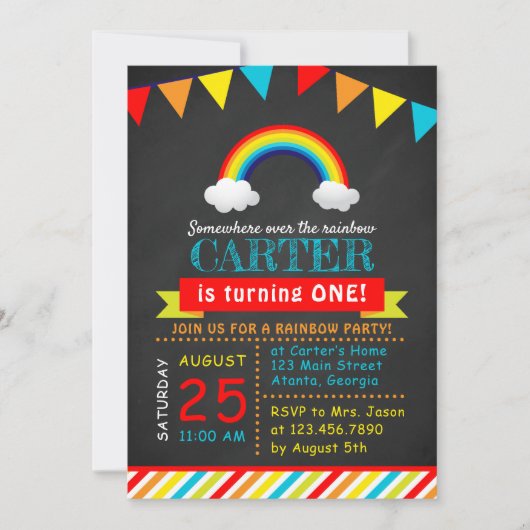 シャルボードレインボーバースデーパーティー 招待状 (正面)