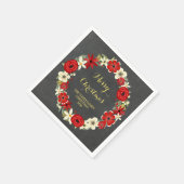 シャルボードレッドフローラリースクリスマスナプキン スタンダードカクテルナプキン (角)