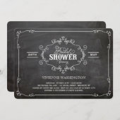 シャルボードヴィンテージシックフローリッシュブライダルシャワー 招待状 (正面/裏面)