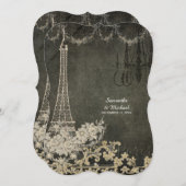 シャルボードヴィンテージパリパリパリジャンブライダルシャワー 招待状 (正面/裏面)