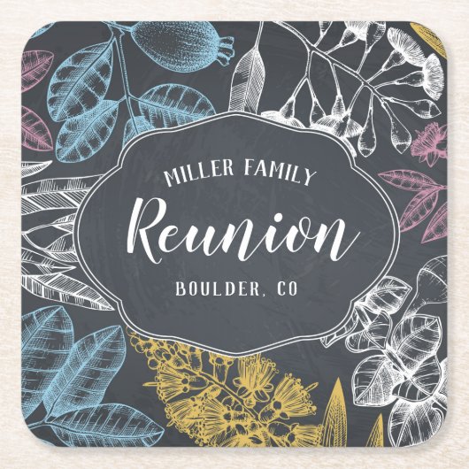 シャルボードヴィンテージフローラファミリー懇親会 スクエアペーパーコースター (正面)