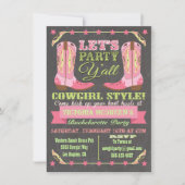 シャルボード女性のカーボーイウェスタンバチェロレッテ 招待状 (正面)