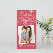 シャルボード挨拶1 – フォトスノーフレークホリデーレッド シーズンカード (スタンド正面)