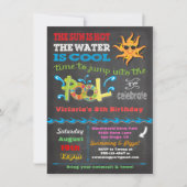 シャルボード誕生日プールパーティの招待状 招待状 (正面)