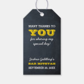 シャルボード金ゴールドバー（ユダヤ教の）バル・ミツバーサンキュー ギフトタグ (正面)