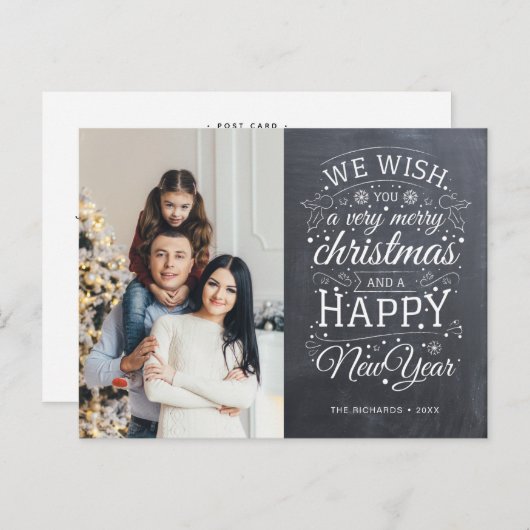 シャルボード非常に陽気なクリスマスフォトホリデー ポストカード (正面/裏面)