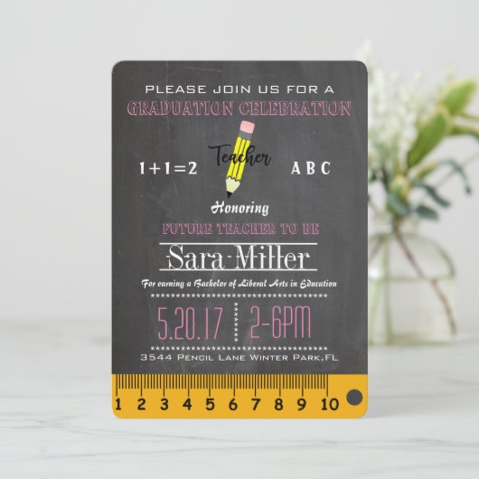 シャルボード&ペンシル先生卒業招待状 招待状 (スタンド正面)