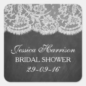 シャルボード&ヴィンテージホワイトレースブライダルシャワー スクエアシール (正面)