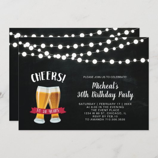 シャルボード、応援30th誕生日パーティの招待状 招待状 (正面/裏面)