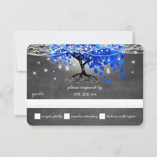 シャルボ王室のードブルーハートリーフツリーメイソンジャー 出欠カード (正面)