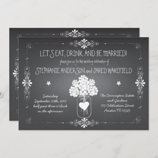 シャルボ結婚ードス素朴メイソンジャー招待状 招待状 (正面/裏面)