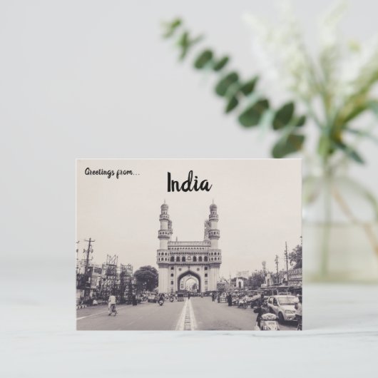 シャルミナーモニュメントランドマークハイデラバードインドデザイン ポストカード (スタンド正面)