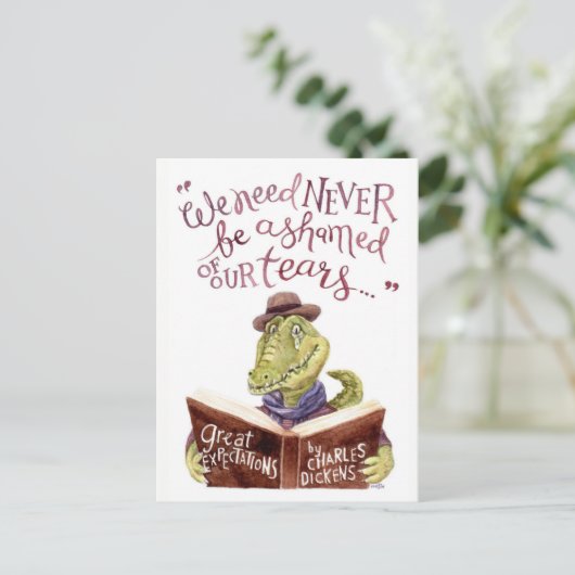 シャルルやる気を起こさせるディケンズ引用文ウォーターカラークロック ポストカード (スタンド正面)