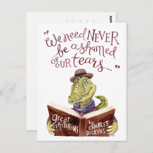 シャルルやる気を起こさせるディケンズ引用文ウォーターカラークロック ポストカード (正面/裏面)