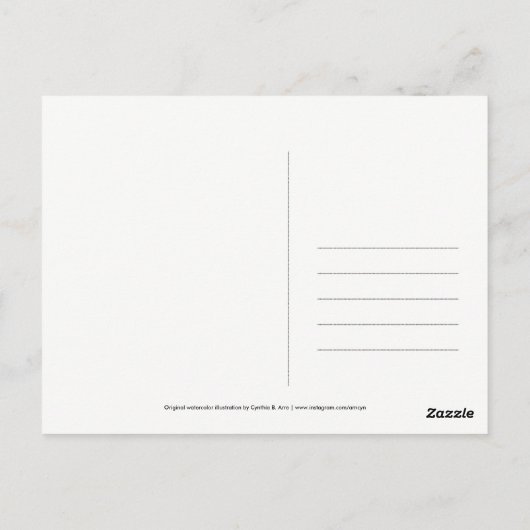 シャルルやる気を起こさせるディケンズ引用文ウォーターカラークロック ポストカード (裏面)