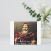 シャルルマーニュ&有名な言語引用文 ポストカード (スタンド正面)