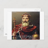 シャルルマーニュ&有名な言語引用文 ポストカード (正面/裏面)