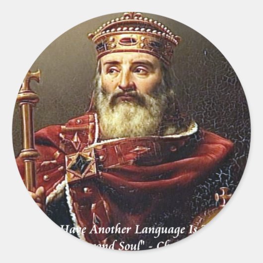 シャルルマーニュ&有名な言語引用文 ラウンドシール (正面)