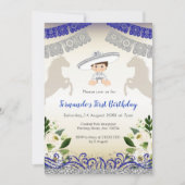 シャルロ·ネービー·ブルー·シルバー1歳の誕生日の招待状 招待状 (正面)