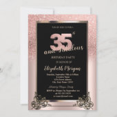 シャレたローズゴールドラメグラデーション35歳の誕生日パーティー 招待状 (正面)