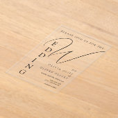 シャレーネ結婚ブラック アクリル招待状 (レイダウン)