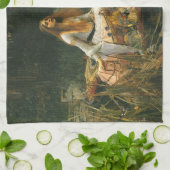 シャロットのレディーオンボートbyジョン・ウィリアム・ウォーターハウス キッチンタオル (折り畳み)