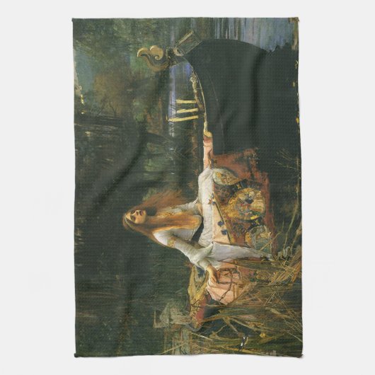 シャロットのレディーオンボートbyジョン・ウィリアム・ウォーターハウス キッチンタオル (縦)