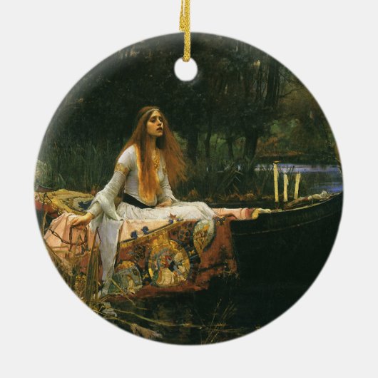 シャロットのレディーオンボートbyジョン・ウィリアム・ウォーターハウス セラミックオーナメント (裏面)