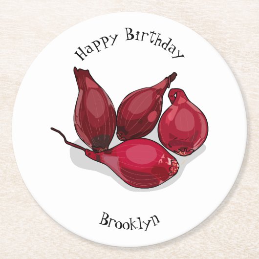 シャロット漫画イラストレーション ラウンドペーパーコースター (正面)