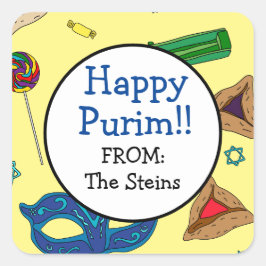 シャロッパーソナライズされたクマノットイエロースクエアステッカー スクエアシール