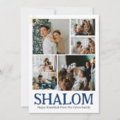 シャロムホワイトレターハヌカー家族の写真コラージュ シーズンカード (正面)