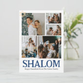 シャロムホワイトレターハヌカー家族の写真コラージュ シーズンカード (スタンド正面)