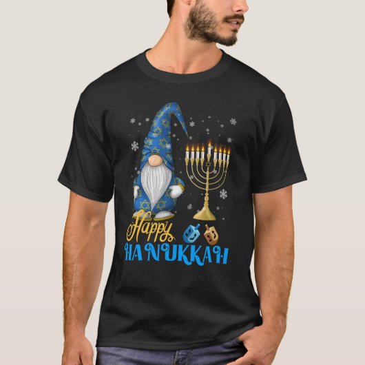 シャロム格言ハッピーハヌカーハヌカー（ユダヤ教の祭り） Tシャツ (正面)