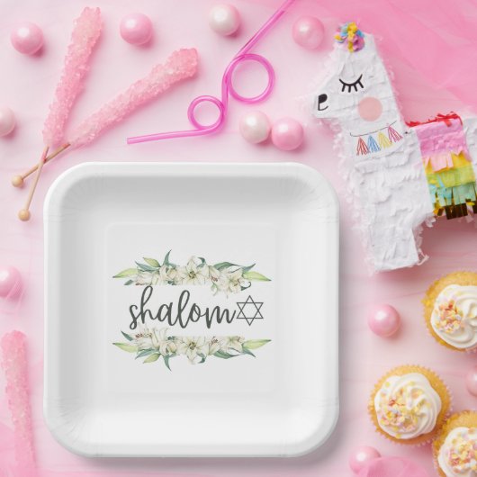 シャロム（リリーとダビデのスター付き） ペーパープレート (パーティー)