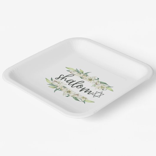 シャロム（リリーとダビデのスター付き） ペーパープレート (傾斜あり)