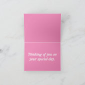 シャロンかわいらしのピンク色のローズ写真誕生日 カード (内部)